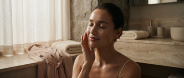 Serene skincare ritual in a calm spa setting